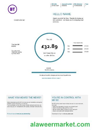 United_Kingdom_BT_telecommunications_business_utility_bill_template